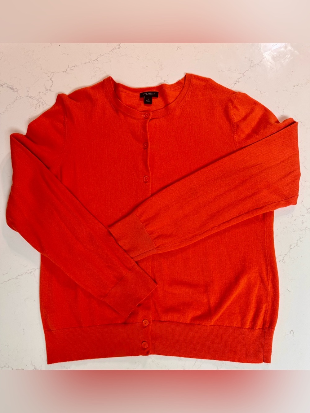 Ann Taylor Factory Orange Sleeve Cardigan L